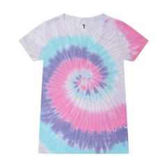 Colortone - Womens Tie-Dyed V-Neck T-Shirt - Screen Printed
