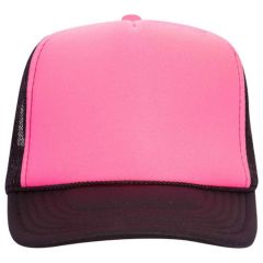 Neon Polyester Foam Front Five Panel High Crown Mesh Back Trucker Hat - Screen Printed