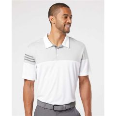 Adidas - Heathered 3-Stripes Colorblocked Polo - Embroidered