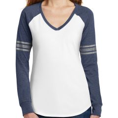 District Made Ladies Game Long Sleeve V-Neck T-Shirt