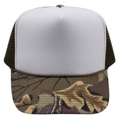 Camouflage Cotton Twill Visor Polyester Foam Front Five Panel High Crown Mesh Back Trucker Hat