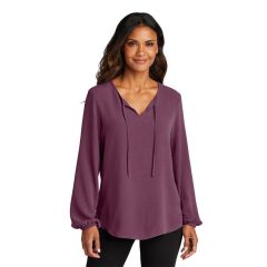 Port Authority Ladies Textured Crepe Blouse - Embroidered