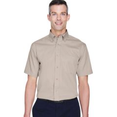 Harriton Men's Easy Blend™ Short-Sleeve Twill Shirt with Stain-Release - Embroidered