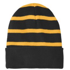 Sport-Tek Embroidered Striped Beanie with Solid Band