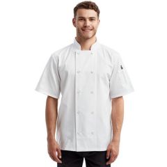 Artisan Collection by Reprime Unisex Short-Sleeve Sustainable Chef's Jacket - Embroidered