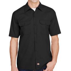 Dickies Embroidered Mens FLEX Relaxed Fit Short-Sleeve Twill Work Shirt