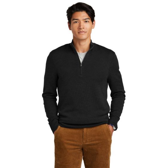 Custom Printed Brooks Brothers Washable Merino Birdseye 1 4 Zip Sweater Embroidered Big City Sportswear