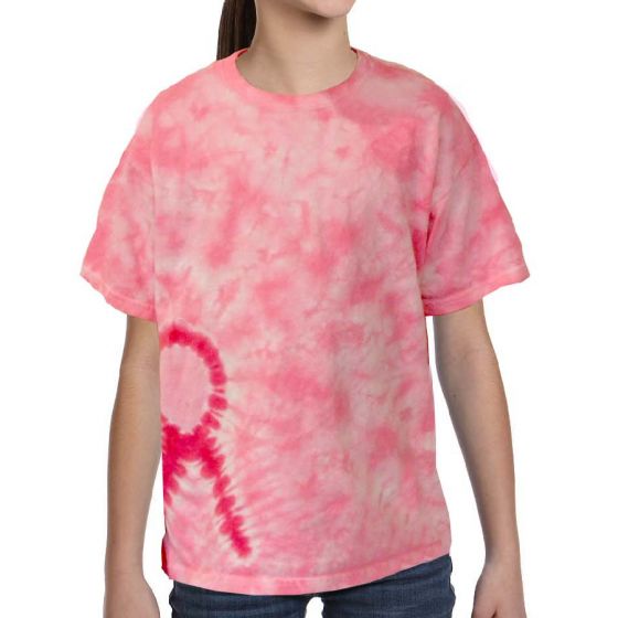 Custom Tie-Dye Youth Pink Ribbon T-Shirt | Design Online Custom Tie-Dye Youth Pink Ribbon T-Shirt | Design Online