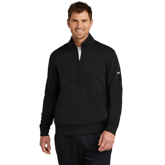 Nike Club Fleece Sleeve Swoosh 1 2 Zip Embroidered