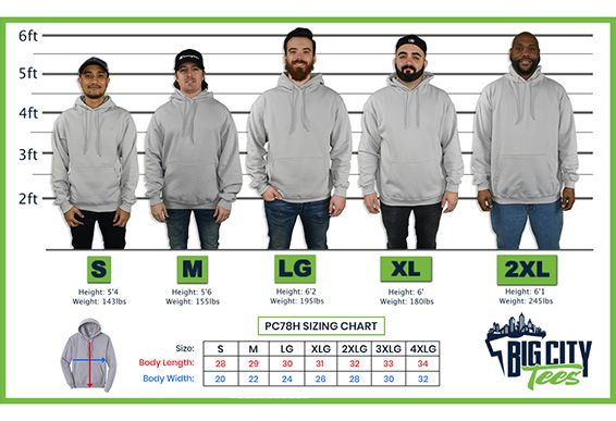 Port and company hoodie size chart best sale