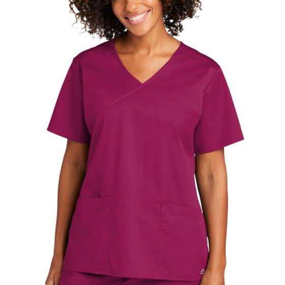 Custom WonderWink Women抯 WorkFlex Embroidered Mock Wrap Top